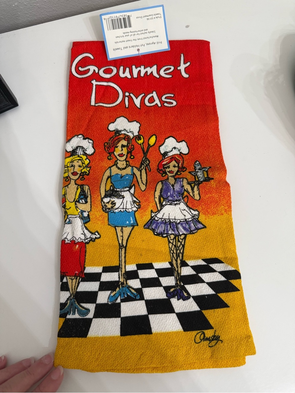 NWT Gourmet Divas Cotton Kitchen Towel Chef Theme Cooking Foodie Hostess Gift